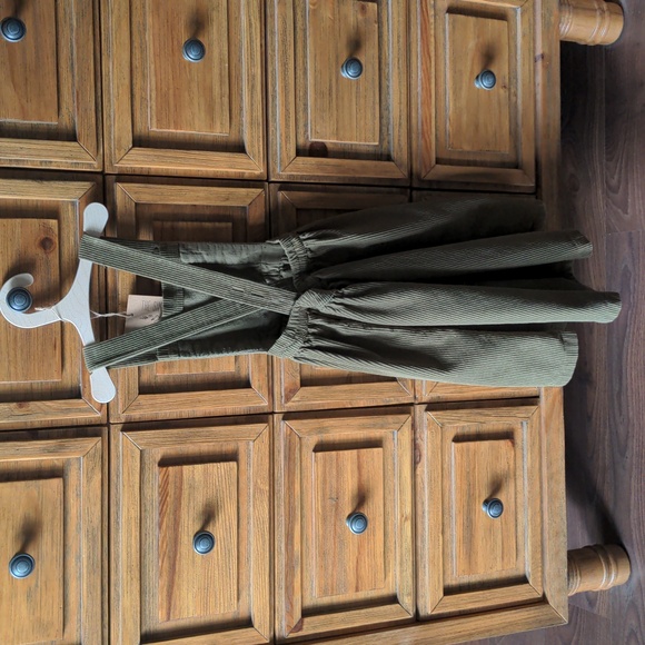 Simple Folk Corduroy Pinafore Apron Dress Olive Fall Autumn 4/5Y Khaki Heirloom - Picture 6 of 13